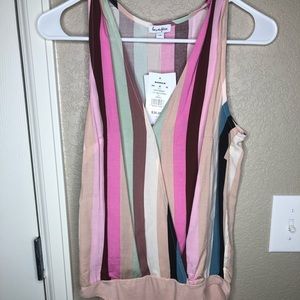 Striped body suit blouse